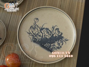 Bộ ấm tích men rạn, họa tiết hoa sen 1.5l