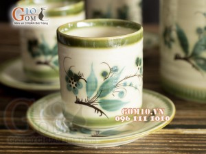 Bộ ấm tích men vuốt, họa tiết tre xanh 1.5L