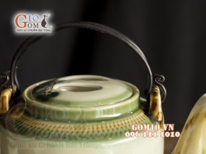 Bộ ấm tích men vuốt, họa tiết tre xanh 1.5L