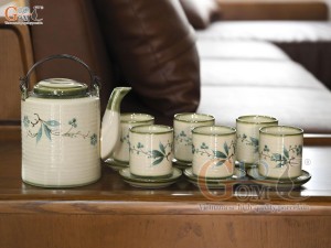 Bộ ấm tích men vuốt vẽ tre xanh, dung tích 1.5l