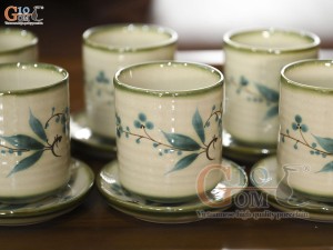 Bộ ấm tích men vuốt vẽ tre xanh, dung tích 1.5l