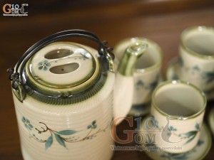 Bộ ấm tích men vuốt vẽ tre xanh, dung tích 1.5l