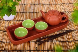 Bộ ấm chén tam dáng bí  khay chữ nhật dung tích 100ml 