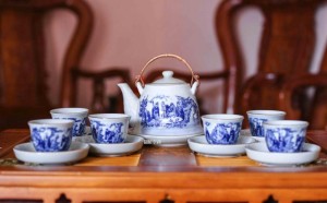 Bộ ấm vuốt trúc lâm thất hiền chỉ vàng kim