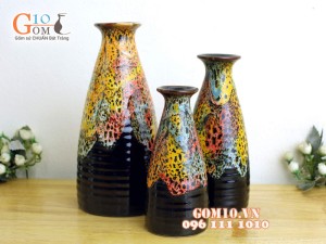 Bộ ba bình đầm cao men chảy 22cm