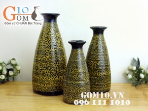 Bộ ba bình đầm cao men đơn sắc