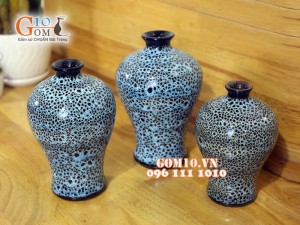 Bộ ba bình đùi dế men đơn sắc 21cm