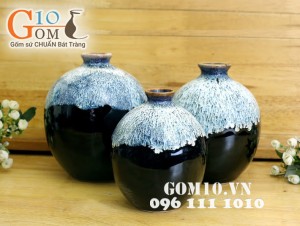 Bộ ba bình tròn to men chảy