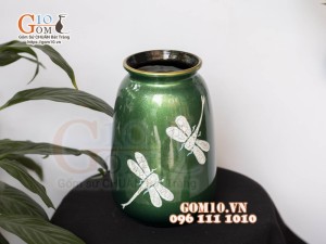 Bộ ba lọ hoa sơn mài họa tiết Chuồn rạn