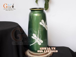 Bộ ba lọ hoa sơn mài họa tiết Chuồn rạn