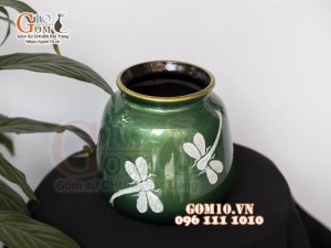 Bộ ba lọ hoa sơn mài họa tiết Chuồn rạn