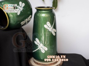 Bộ ba lọ hoa sơn mài họa tiết Chuồn rạn