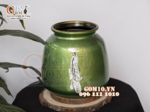 Bộ ba lọ hoa sơn mài họa tiết rạn cổ thiếu nữ áo