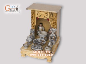 Bộ ban thần tài thổ địa men rạn đắp nổi