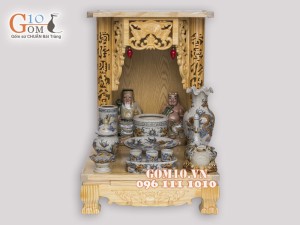 Bộ ban thần tài thổ địa men rạn đắp nổi