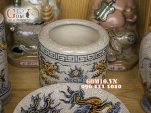 Bộ ban thần tài thổ địa men rạn đắp nổi