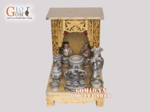 Bộ ban thần tài thổ địa men rạn đắp nổi