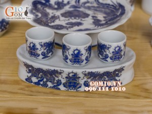 Bộ ban thần tài thổ địa vẽ rồng Phúc - Lộc - Thọ xanh kim