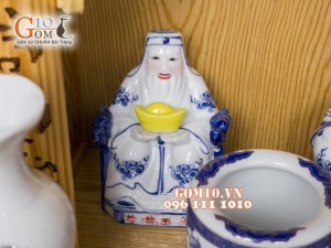 Bộ ban thần tài thổ địa vẽ rồng Phúc - Lộc - Thọ xanh kim