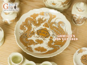 Bộ ban thần tài thổ địa vẽ rồng Phúc Lộc Thọ vàng kim