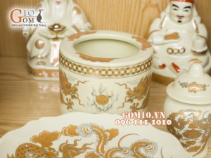 Bộ ban thần tài thổ địa vẽ rồng Phúc Lộc Thọ vàng kim