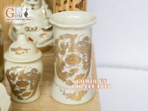 Bộ ban thần tài thổ địa vẽ rồng Phúc Lộc Thọ vàng kim