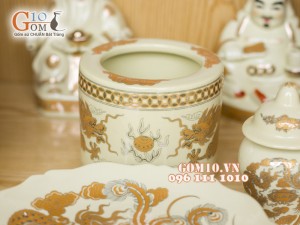 Bộ ban thần tài thổ địa vẽ rồng Phúc Lộc Thọ vàng kim