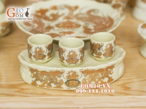 Bộ ban thần tài thổ địa vẽ rồng Phúc Lộc Thọ vàng kim