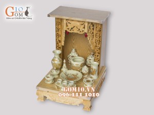 Bộ ban thần tài thổ địa vẽ sen vàng kim