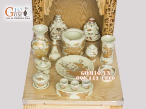 Bộ ban thần tài thổ địa vẽ sen vàng kim