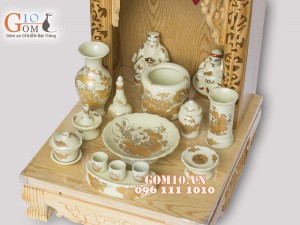 Bộ ban thần tài thổ địa vẽ sen vàng kim