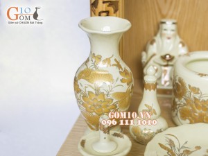 Bộ ban thần tài thổ địa vẽ sen vàng kim