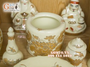 Bộ ban thần tài thổ địa vẽ sen vàng kim