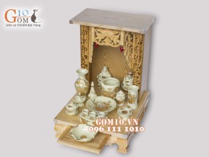 Bộ ban thần tài thổ địa vẽ sen vàng kim S2