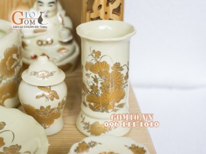 Bộ ban thần tài thổ địa vẽ sen vàng kim S2