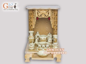 Bộ ban thần tài thổ địa vẽ sen vàng kim S2