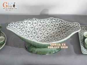 Bộ bát đĩa hoa mặt trời, đồng xanh vẽ Bèo, 55cm (25 chi tiết)