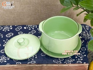 Bộ bát nắp men ngọc trơn