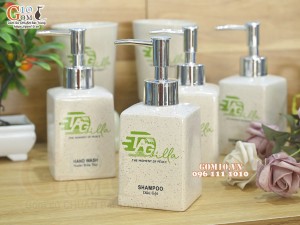 Bộ bình đựng dầu gội, sữa tắm in logo