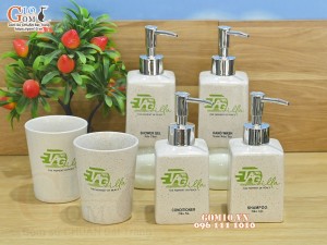 Bộ bình đựng dầu gội, sữa tắm in logo
