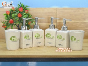 Bộ bình đựng dầu gội, sữa tắm in logo