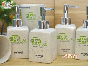 Bộ bình đựng dầu gội, sữa tắm in logo