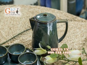 Bộ bình nước cao men hỏa biến, khay lá sen