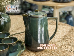 Bộ bình nước cao men hỏa biến, khay lá sen và phụ kiện