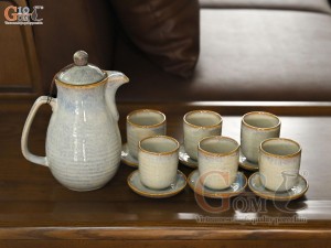 Bộ bình nước men hoả biến xanh, dung tích 1.5L