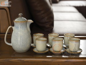 Bộ bình nước men hoả biến xanh, dung tích 1.5L