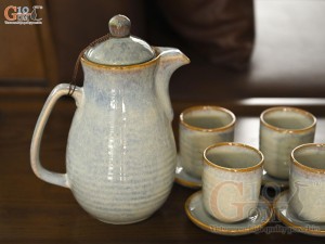 Bộ bình nước men hoả biến xanh, dung tích 1.5L