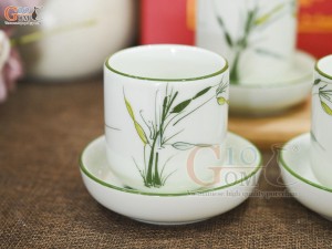 Bộ bình nước men kem vẽ hoa Trúc Chuồn, 1 Lít