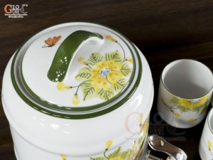 Bộ bình nước men trắng vẽ hoa 2,5L