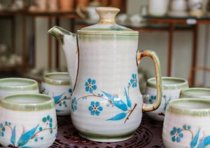 Bộ Bình Nước Men Vuốt Vẽ tre 1 Lít